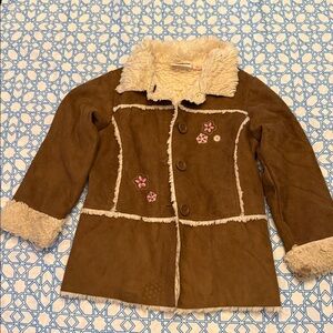 Brown Kids Jacket with Floral Embroidery
